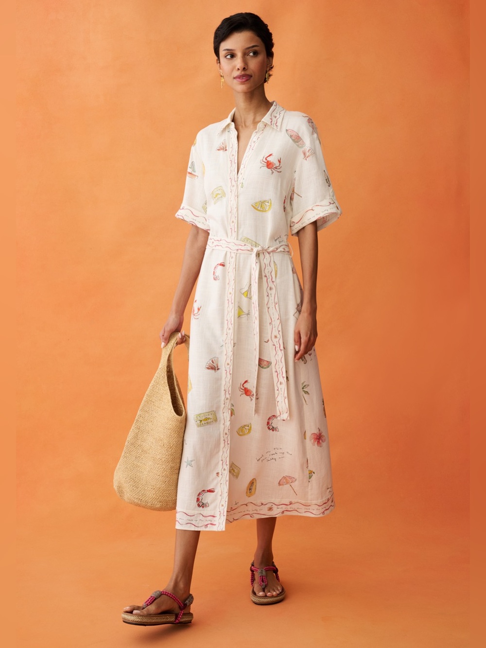 NWT Anaya Arlo Dress size Small S linen Bondi Beach Few Moda button down belt - Picture 3 of 7